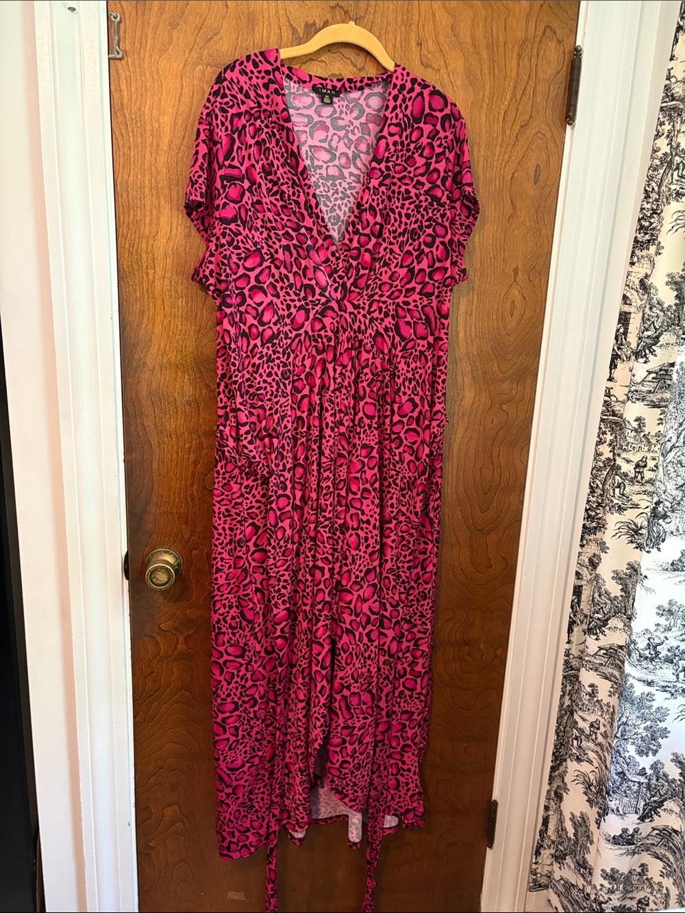 IMAN Hot Pink Leopard Print Maxi Dress